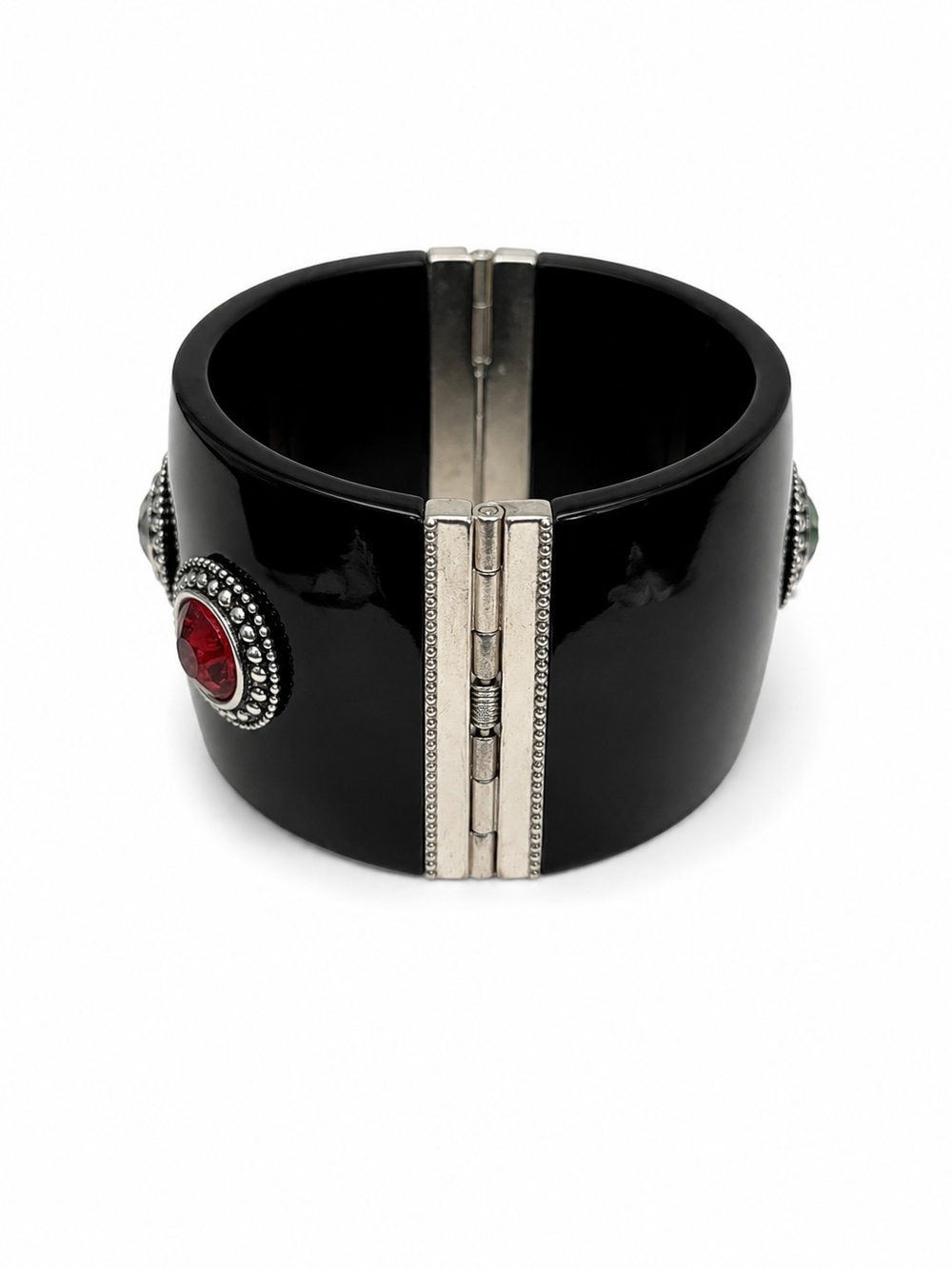 Brighton Black Bright Sparks Bangle with Green, Blue & Red Crystal Medallions - Picture 4 of 5